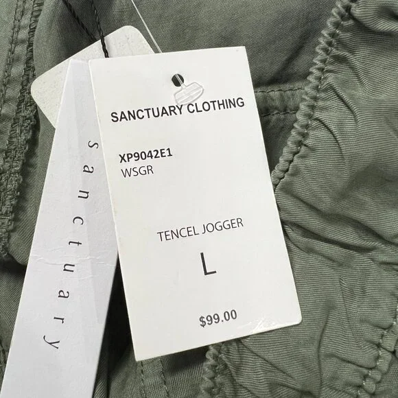 NEW Sanctuary Tencel Jogger Pants SIZE L Green Olive Utility Elastic Waist NWT - Picture 5 of 9